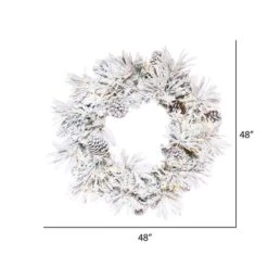 48" Pre-Lit Flocked Atka Artificial Christmas Wreath, Warm White Wide Angle 3mm LED Lights 7 48" Pre-Lit Flocked Atka Artificial Christmas Wreath, Warm White Wide Angle 3mm LED Lights -Northlight Shop D575347S 2