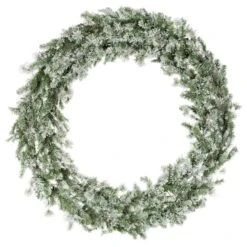 60" Pre-Lit Flocked Kiana Artificial Christmas Wreath, Warm White Dura-Lit® LED Mini Lights -Northlight Shop D575351S 1 1
