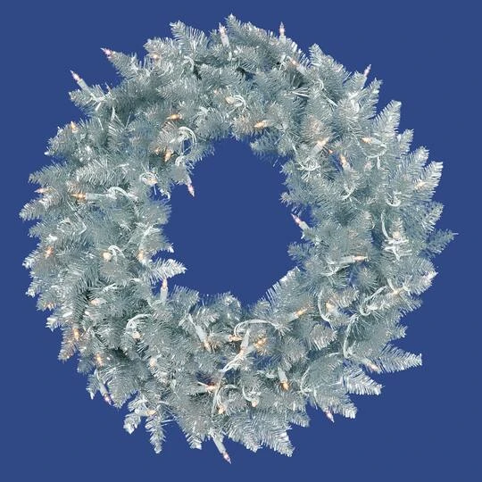 30" Clear Mini Lights Silver Fir Artificial Christmas Wreath 3 30" Clear Mini Lights Silver Fir Artificial Christmas Wreath