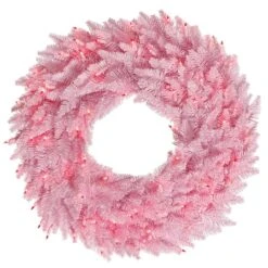 30" Pink LED Lights Light Pink Fir Artificial Christmas Wreath