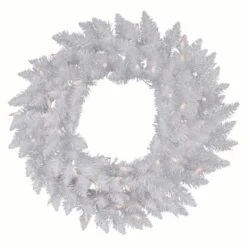 60" Sparkle White Spruce Wreath, Warm White LED Lights 6 60" Sparkle White Spruce Wreath, Warm White LED Lights -Northlight Shop D575370S 1 1
