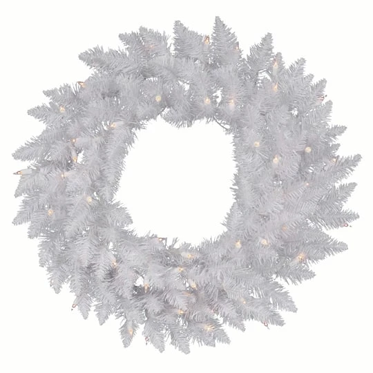 60" Sparkle White Spruce Wreath, Warm White LED Lights 3 60" Sparkle White Spruce Wreath, Warm White LED Lights