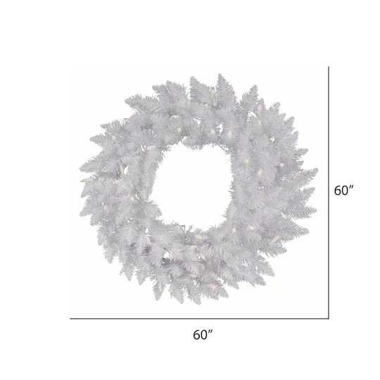 60" Sparkle White Spruce Wreath, Warm White LED Lights 5 60" Sparkle White Spruce Wreath, Warm White LED Lights - Image 3