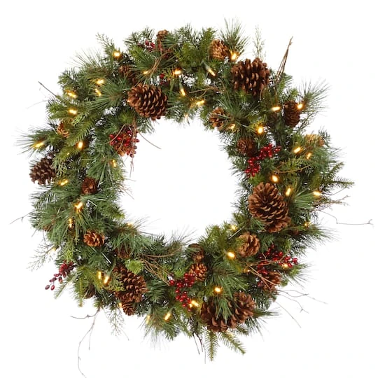 30" Warm White LED Lights Cibola Mixed Berry Artificial Christmas Wreath 3 30" Warm White LED Lights Cibola Mixed Berry Artificial Christmas Wreath