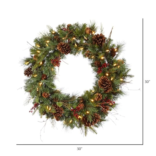 30" Warm White LED Lights Cibola Mixed Berry Artificial Christmas Wreath 6 30" Warm White LED Lights Cibola Mixed Berry Artificial Christmas Wreath - Image 4