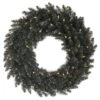 24" Pre-Lit Black Fir Christmas Wreath, Warm White LED Lights 2 24" Pre-Lit Black Fir Christmas Wreath, Warm White LED Lights -Northlight Shop D575432S 1