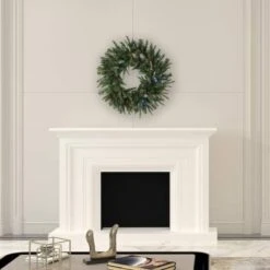 30" Pre-Lit Cashmere Christmas Wreath, Multicolor LED Lights -Northlight Shop D575443S 2