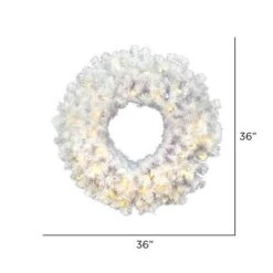 36" Pre-Lit Crystal White Spruce Christmas Wreath, Warm White LED Lights 9 36" Pre-Lit Crystal White Spruce Christmas Wreath, Warm White LED Lights -Northlight Shop D575449S 3