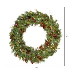 36" Pre-Lit Cibola Mixed Berry Christmas Wreath, Warm White LED Lights -Northlight Shop D575459S 3