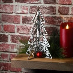 10" & 7" Silver Wood Christmas Trees Table Décor -Northlight Shop D619825S 12