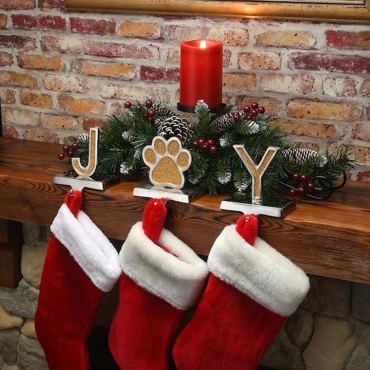 5" Gold Sparkle JOY Stocking Holders, 3ct. 5 5" Gold Sparkle JOY Stocking Holders, 3ct. - Image 3