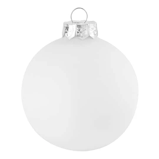 Whitehurst 4ct. 5" Matte Glass Ball Ornaments Snow White Matte 4 Whitehurst 4ct. 5" Matte Glass Ball Ornaments Snow White Matte - Image 2