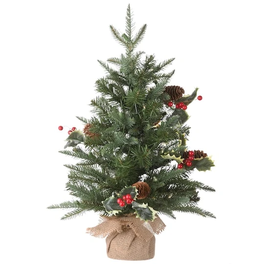 2ft. Pre-Lit Happy Hill Pine Artificial Christmas Tree, Warm White LED Lights 8 2ft. Pre-Lit Happy Hill Pine Artificial Christmas Tree, Warm White LED Lights - Image 6