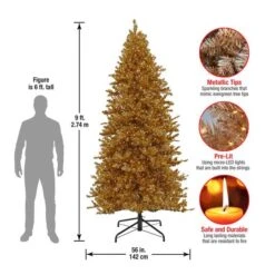 9ft. Pre-Lit True Gold Metallic Artificial Christmas Tree, White LED Lights 16 9ft. Pre-Lit True Gold Metallic Artificial Christmas Tree, White LED Lights -Northlight Shop D645072S 16