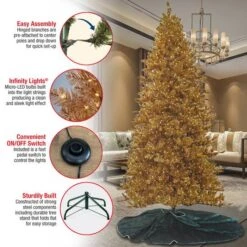 9ft. Pre-Lit True Gold Metallic Artificial Christmas Tree, White LED Lights 17 9ft. Pre-Lit True Gold Metallic Artificial Christmas Tree, White LED Lights -Northlight Shop D645072S 17