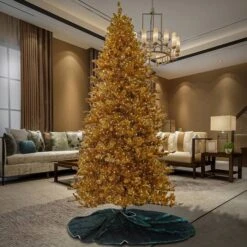 9ft. Pre-Lit True Gold Metallic Artificial Christmas Tree, White LED Lights 12 9ft. Pre-Lit True Gold Metallic Artificial Christmas Tree, White LED Lights -Northlight Shop D645072S 2