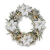 Glitzhome® 24" Pre-Lit Snow Flocked Greenery Pine Poinsettia Christmas Wreath 1 Glitzhome® 24" Pre-Lit Snow Flocked Greenery Pine Poinsettia Christmas Wreath -Northlight Shop D652255S 1