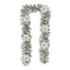 Glitzhome® 9ft. Pre-Lit Snow Flocked Greenery Pine Poinsettia Christmas Garland -Northlight Shop D652256S 1