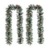 Glitzhome® 2 Pack 9ft. Pre-Lit Greenery Pinecones & Red Berries Christmas Garland 2 Glitzhome® 2 Pack 9ft. Pre-Lit Greenery Pinecones & Red Berries Christmas Garland -Northlight Shop D652259S 1