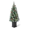 4ft. Pre-Lit Pine Artificial Christmas Porch Tree, Warm White LED Lights -Northlight Shop D652274S 1