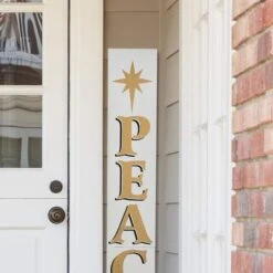 Glitzhome® 60'' PEACE Nativity Wooden Porch Sign -Northlight Shop D652319S 4