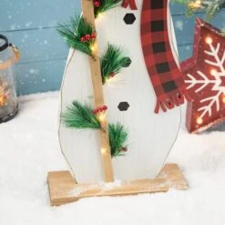 Glitzhome® 36'' Lighted Wooden Snowman Porch Décor -Northlight Shop D652321S 6