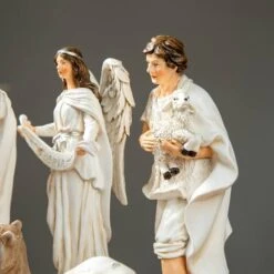 Glitzhome® Ivory Resin Nativity Figurine Set 16 Glitzhome® Ivory Resin Nativity Figurine Set -Northlight Shop D652339S 5