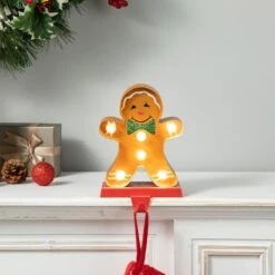 Glitzhome® 7.25'' Marquee LED Gingerbread Man Christmas Stocking Holder 15 Glitzhome® 7.25'' Marquee LED Gingerbread Man Christmas Stocking Holder -Northlight Shop D652343S 4