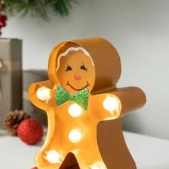 Glitzhome® 7.25'' Marquee LED Gingerbread Man Christmas Stocking Holder 16 Glitzhome® 7.25'' Marquee LED Gingerbread Man Christmas Stocking Holder -Northlight Shop D652343S 5