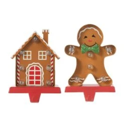 Glitzhome® Marquee LED Gingerbread House & Gingerbread Man Christmas Stocking Holder Set -Northlight Shop D652344S 7