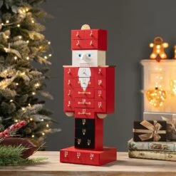 Glitzhome® 17.25'' Wooden Christmas Nutcracker Countdown Calendar Décor With Drawer 12 Glitzhome® 17.25'' Wooden Christmas Nutcracker Countdown Calendar Décor With Drawer -Northlight Shop D652349S 2