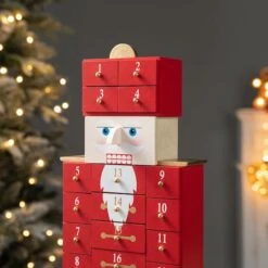 Glitzhome® 17.25'' Wooden Christmas Nutcracker Countdown Calendar Décor With Drawer 13 Glitzhome® 17.25'' Wooden Christmas Nutcracker Countdown Calendar Décor With Drawer -Northlight Shop D652349S 3
