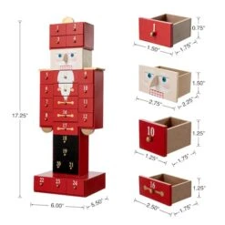 Glitzhome® 17.25'' Wooden Christmas Nutcracker Countdown Calendar Décor With Drawer 17 Glitzhome® 17.25'' Wooden Christmas Nutcracker Countdown Calendar Décor With Drawer -Northlight Shop D652349S 7