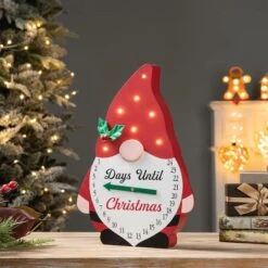 Glitzhome® 15'' Lighted Wooden Christmas Gnome Countdown Calendar 12 Glitzhome® 15'' Lighted Wooden Christmas Gnome Countdown Calendar -Northlight Shop D652350S 2