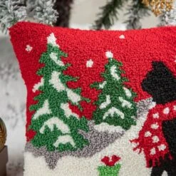 Glitzhome® Hooked Christmas Cat Pillow 13 Glitzhome® Hooked Christmas Cat Pillow -Northlight Shop D652355S 3