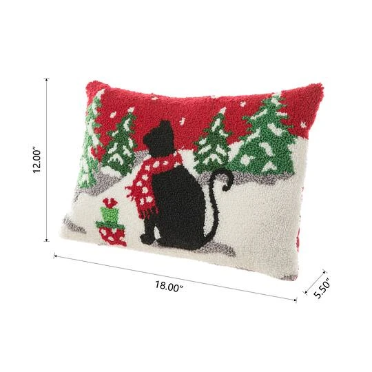 Glitzhome® Hooked Christmas Cat Pillow 9 Glitzhome® Hooked Christmas Cat Pillow - Image 7