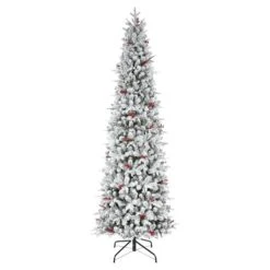9ft. Pre-Lit Flocked Lexington Artificial Fir Christmas Tree, Warm White LED Lights