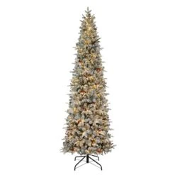 9ft. Pre-Lit Flocked Lexington Artificial Fir Christmas Tree, Warm White LED Lights 8 9ft. Pre-Lit Flocked Lexington Artificial Fir Christmas Tree, Warm White LED Lights -Northlight Shop D655067S 2