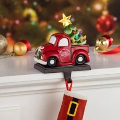 Red Truck Illuminated Stocking Hanger -Northlight Shop D657833S 5