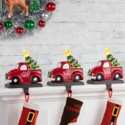 Red Truck Illuminated Stocking Hanger -Northlight Shop D657833S 6