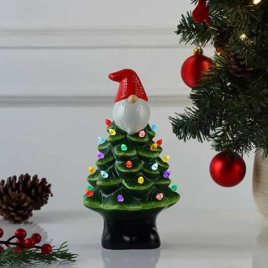 8.5" Nostalgic Ceramic Gnome Tree 5 8.5" Nostalgic Ceramic Gnome Tree - Image 3