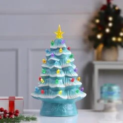 12" Light Blue Nostalgic Christmas Tree 7 12" Light Blue Nostalgic Christmas Tree -Northlight Shop D657846S 2