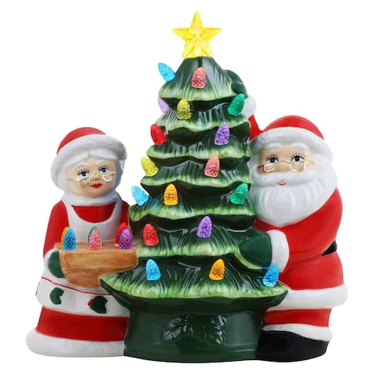 9.25" Santa & Mrs. Claus Nostalgic Tree 4 9.25" Santa & Mrs. Claus Nostalgic Tree - Image 2