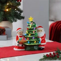 9.25" Santa & Mrs. Claus Nostalgic Tree 7 9.25" Santa & Mrs. Claus Nostalgic Tree -Northlight Shop D657854S 2