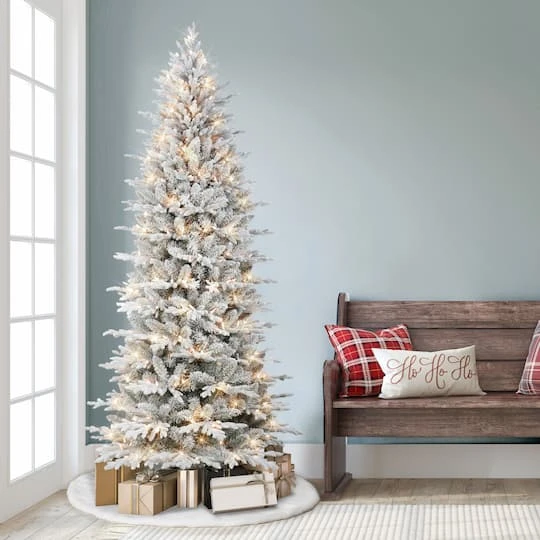 7.5ft. Pre-Lit Flocked Northern Fir Artificial Christmas Tree, Clear Lights 6 7.5ft. Pre-Lit Flocked Northern Fir Artificial Christmas Tree, Clear Lights - Image 4