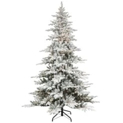 6.5ft. Pre-Lit Flocked Utah Fir Artificial Christmas Tree, Clear Lights 7 6.5ft. Pre-Lit Flocked Utah Fir Artificial Christmas Tree, Clear Lights -Northlight Shop D659596S 1 1