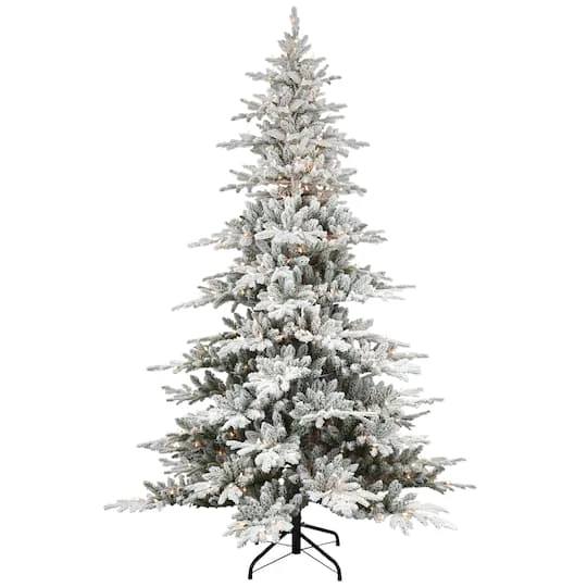 6.5ft. Pre-Lit Flocked Utah Fir Artificial Christmas Tree, Clear Lights 3 6.5ft. Pre-Lit Flocked Utah Fir Artificial Christmas Tree, Clear Lights