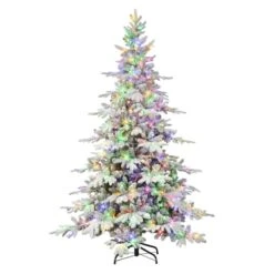 7ft. Pre-Lit Flocked Utah Fir Slim Artificial Christmas Tree, Color Select LED Lights 9 7ft. Pre-Lit Flocked Utah Fir Slim Artificial Christmas Tree, Color Select LED Lights -Northlight Shop D659601S 12