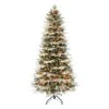 6.5ft. Pre-Lit Flocked Slim Halifax Fir Artificial Christmas Tree With Red Berries & Pinecones, Clear Lights
