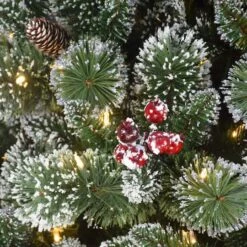 6.5ft. Pre-Lit Snowy Valley Pine Artificial Christmas Tree, Warm White LED Lights -Northlight Shop D659652S 2